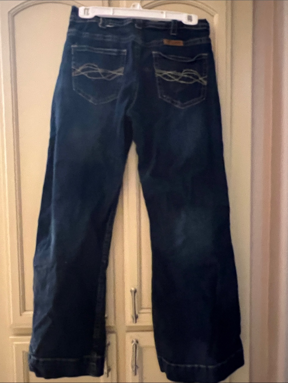 Cowgirl Tuff Dark Blue Two-Tone Wide Leg Jeans - Picture 3 of 6